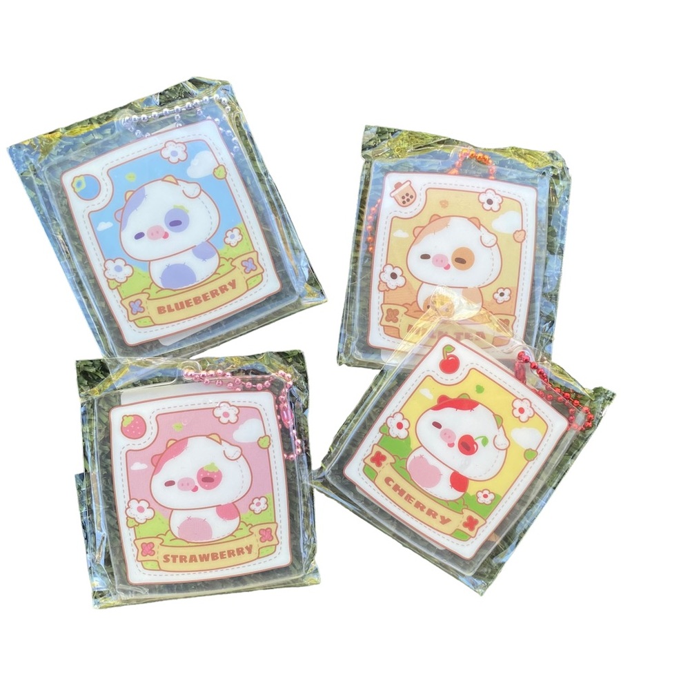 Mewaii Kawaii Cute Fruit Cow Keychain Set Of 4